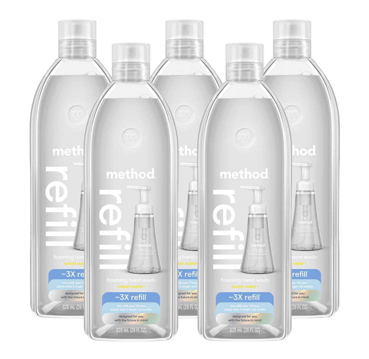 Sweet Water Foaming Hand Wash Refill 5-Count Bundle, 140 Fl Oz