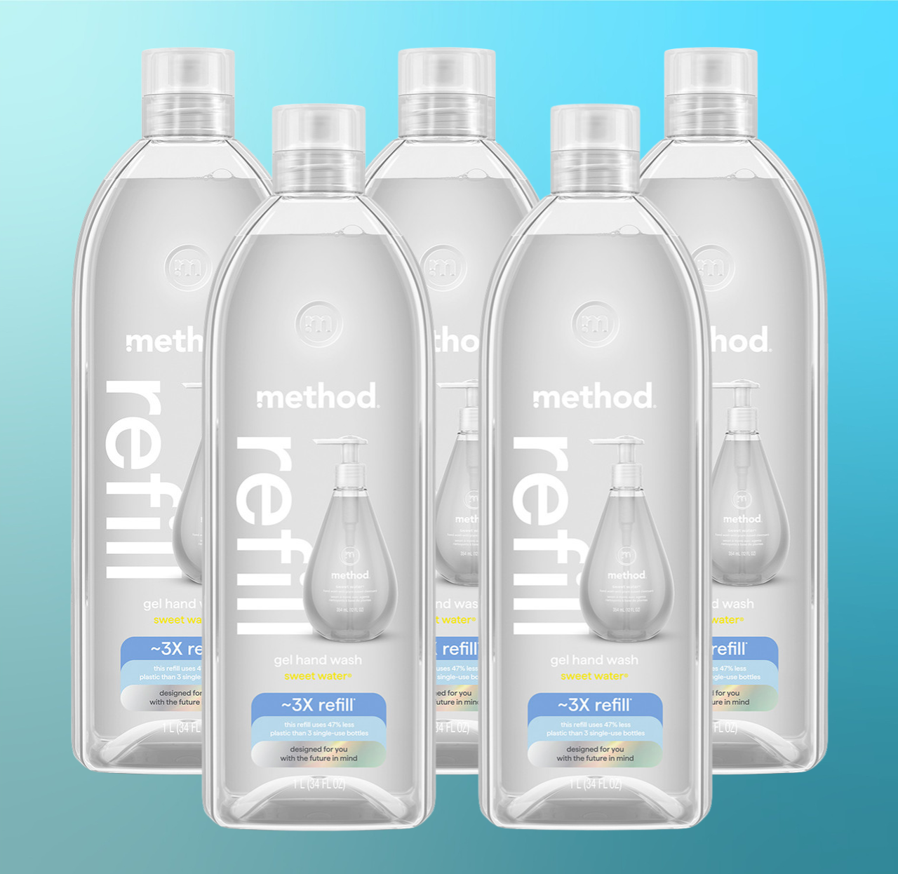 Alternative view of Sweet Water Gel Hand Wash Refill 5-Count Bundle, 170 Fl Oz