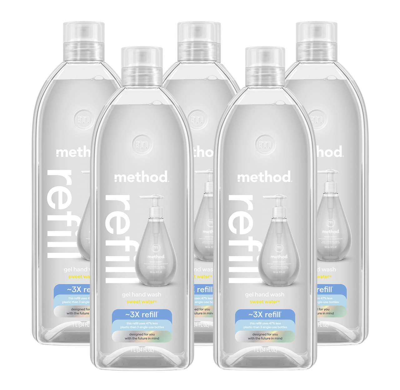 Sweet Water Gel Hand Wash Refill 5-Count Bundle, 170 Fl Oz