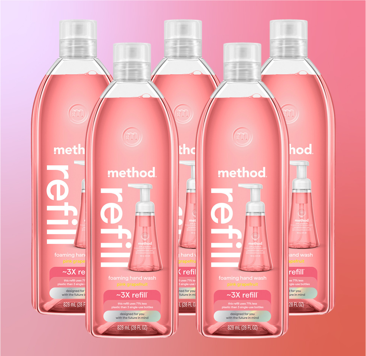 Alternative view of Pink Grapefruit Foaming Hand Wash Refill 5-Count Bundle, 140 Fl Oz