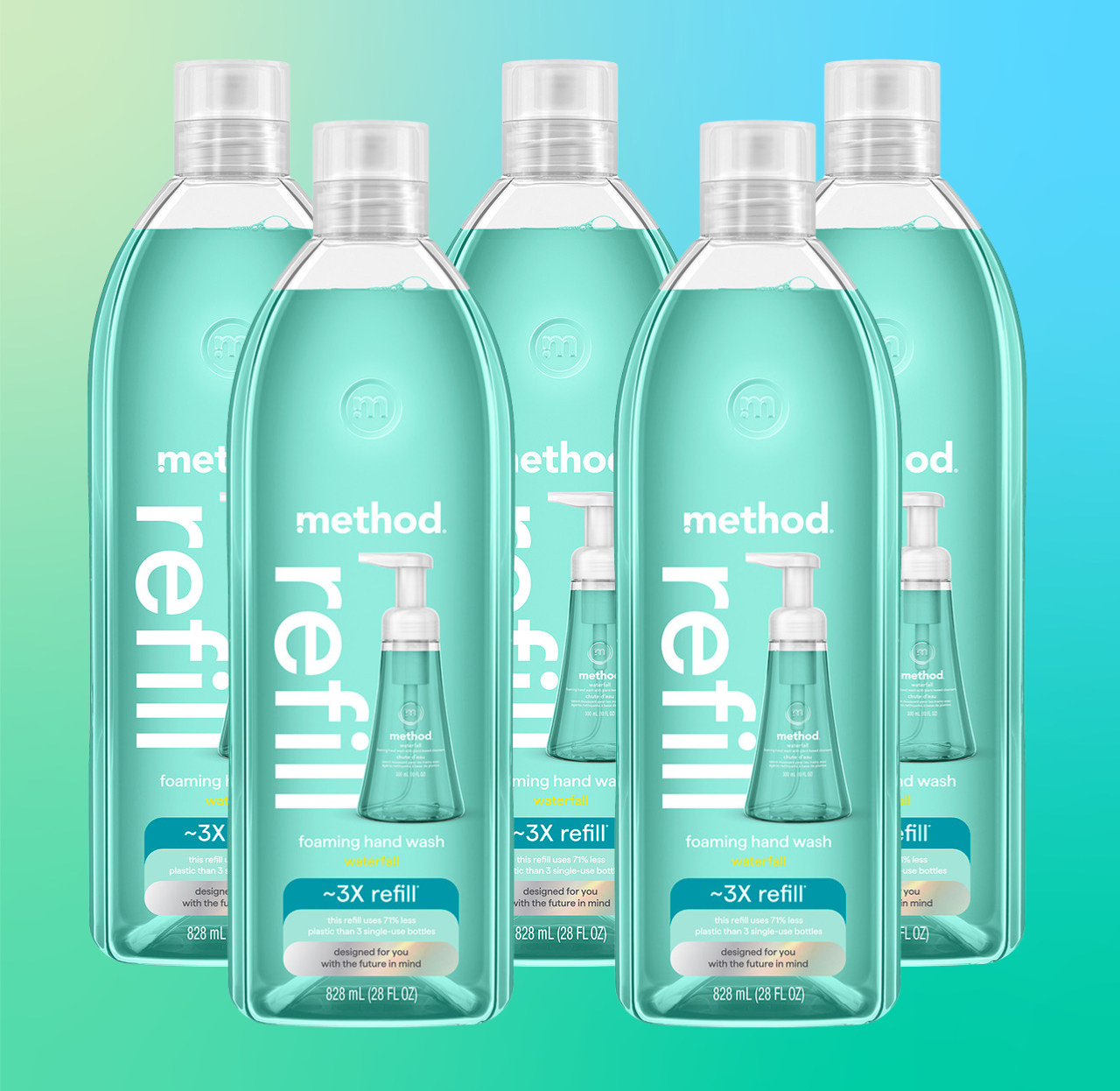 Alternative view of Waterfall Foaming Hand Wash Refill 5-Count Bundle, 140 Fl Oz