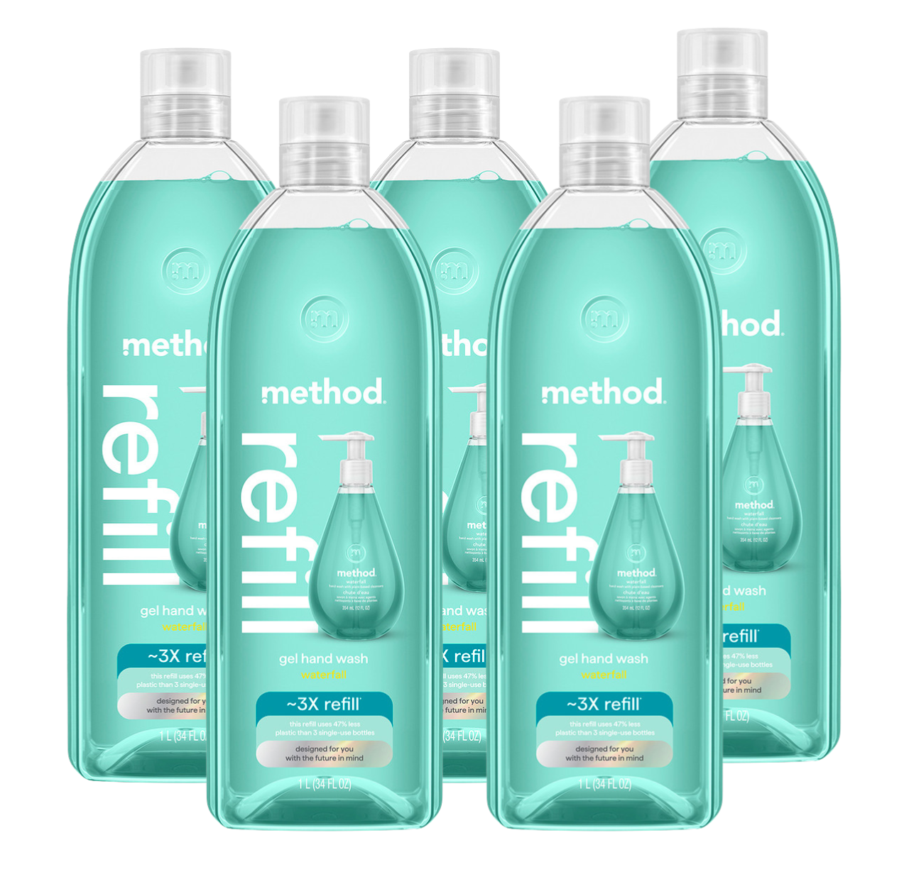 Waterfall Gel Hand Wash Refill 5-Count Bundle, 170 Fl Oz