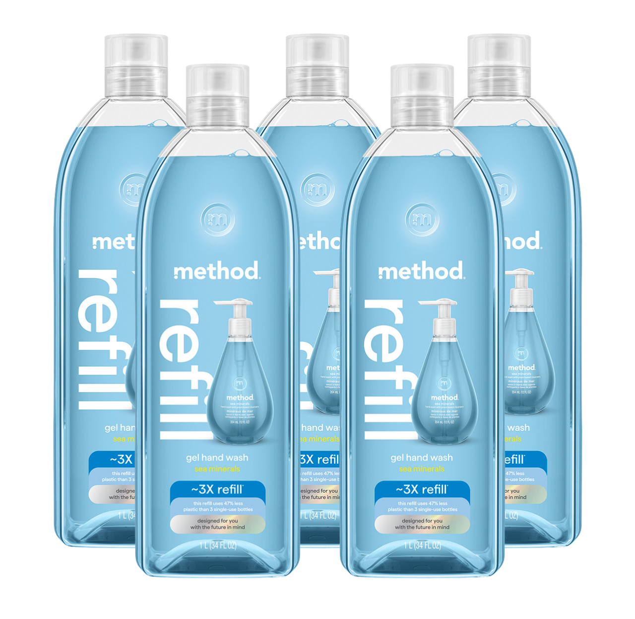 Sea Minerals Gel Hand Wash Refill 5-Count Bundle, 170 Fl Oz