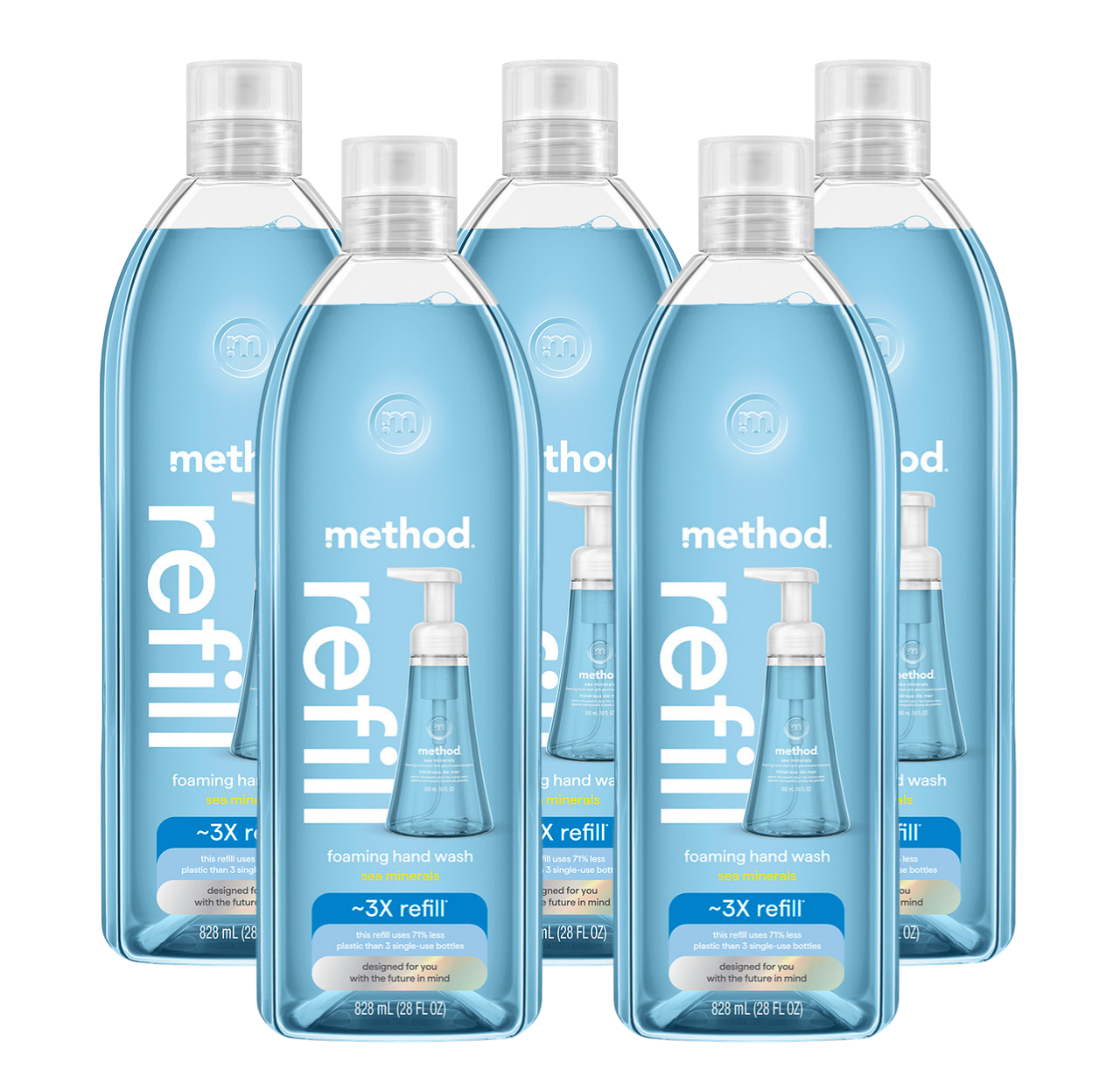 Sea Minerals Foaming Hand Wash Refill 5-Count Bundle, 140 Fl Oz