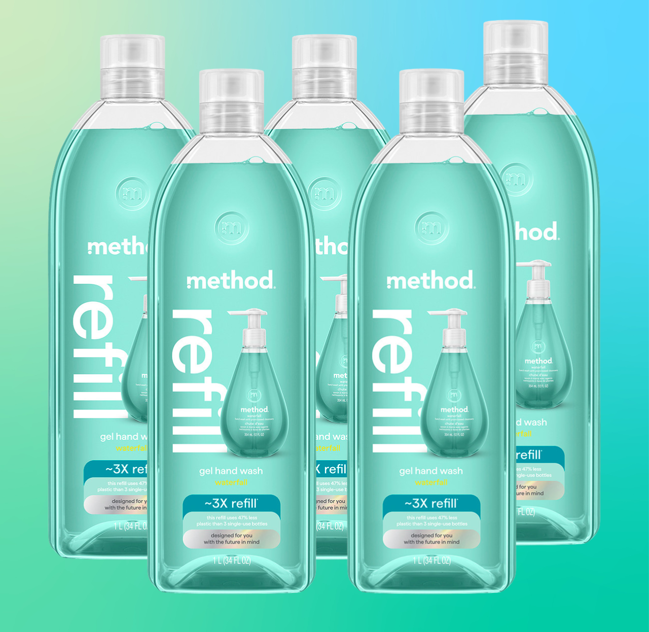 Alternative view of Waterfall Gel Hand Wash Refill 5-Count Bundle, 170 Fl Oz